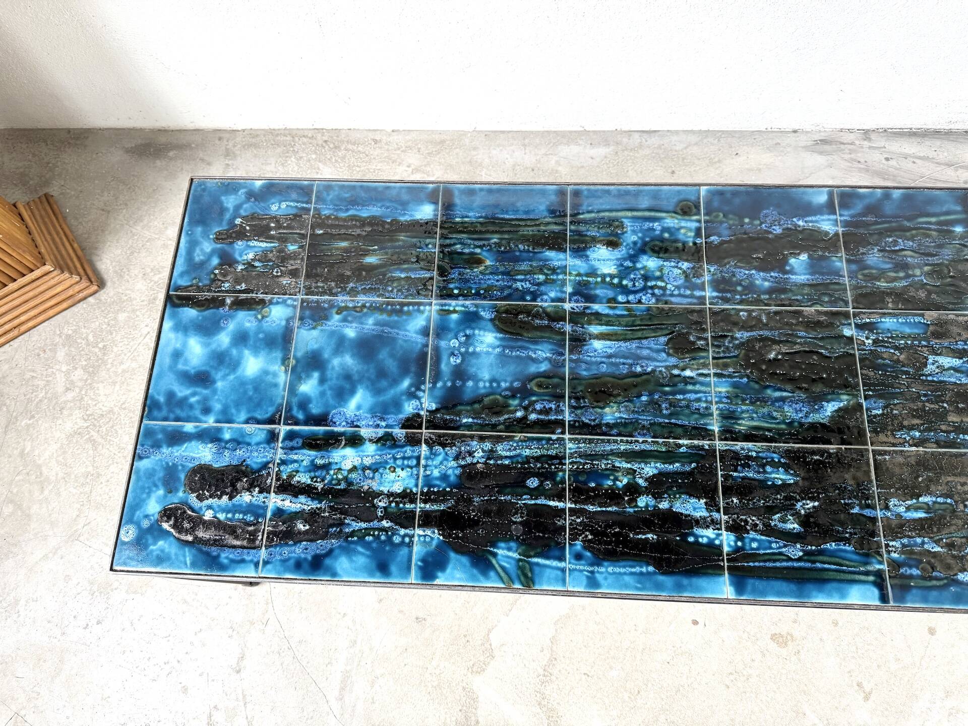 Metal and ceramic coffee table by J. Belarti, circa 1970