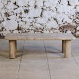 Travertine coffee table in the style of Angelo Mangiarotti, 1970.