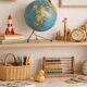 Globe vintage 1960 terrestre doré Taride tripode mappemonde - 28 cm