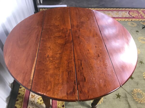 table à manger à volets ronde Louis Philippe + 3 allonges