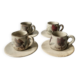 4 coffee cups Gustave Reynaud the murier in Vallauris, 1960s