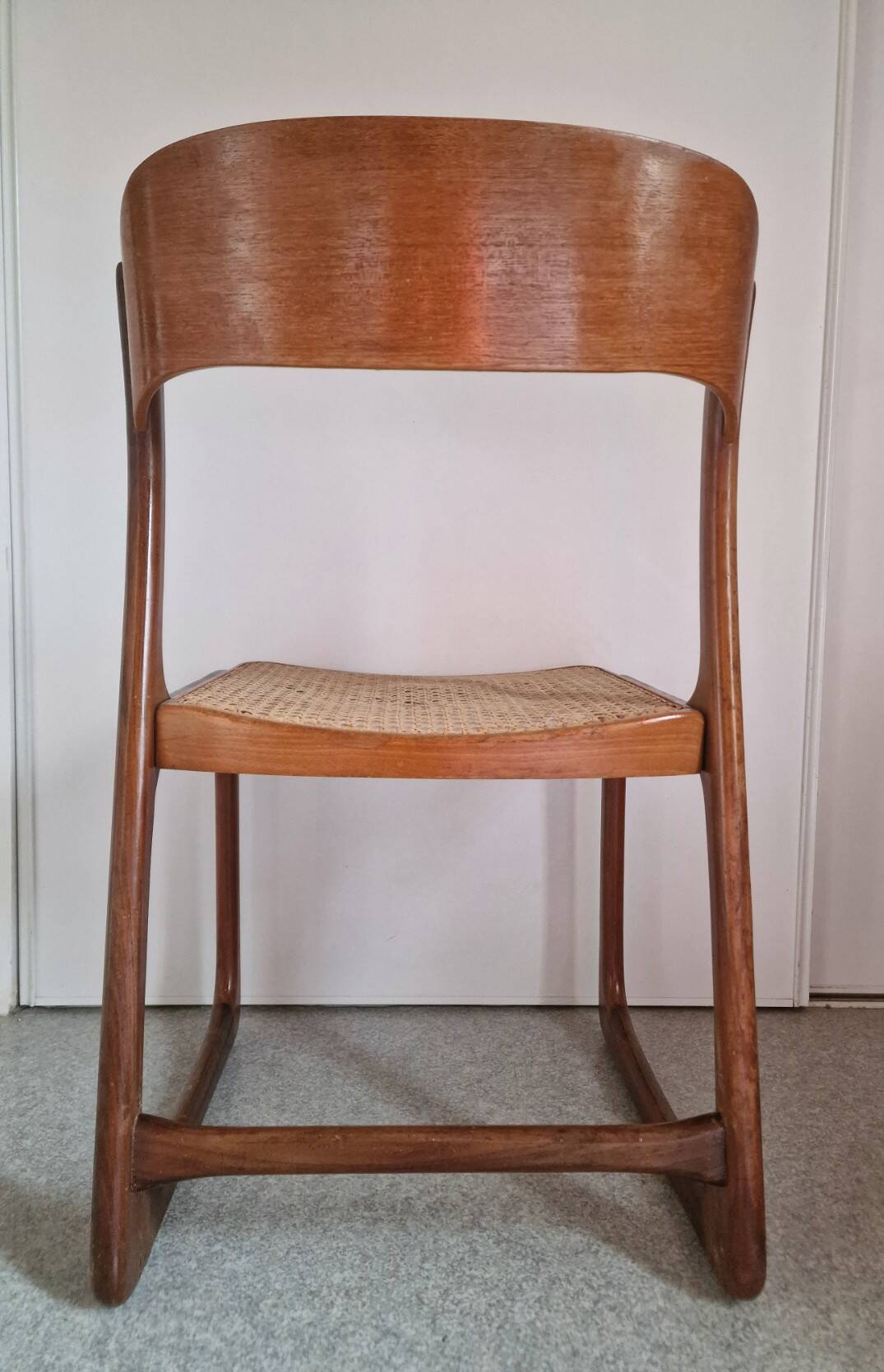 Baumann sled chair with caning