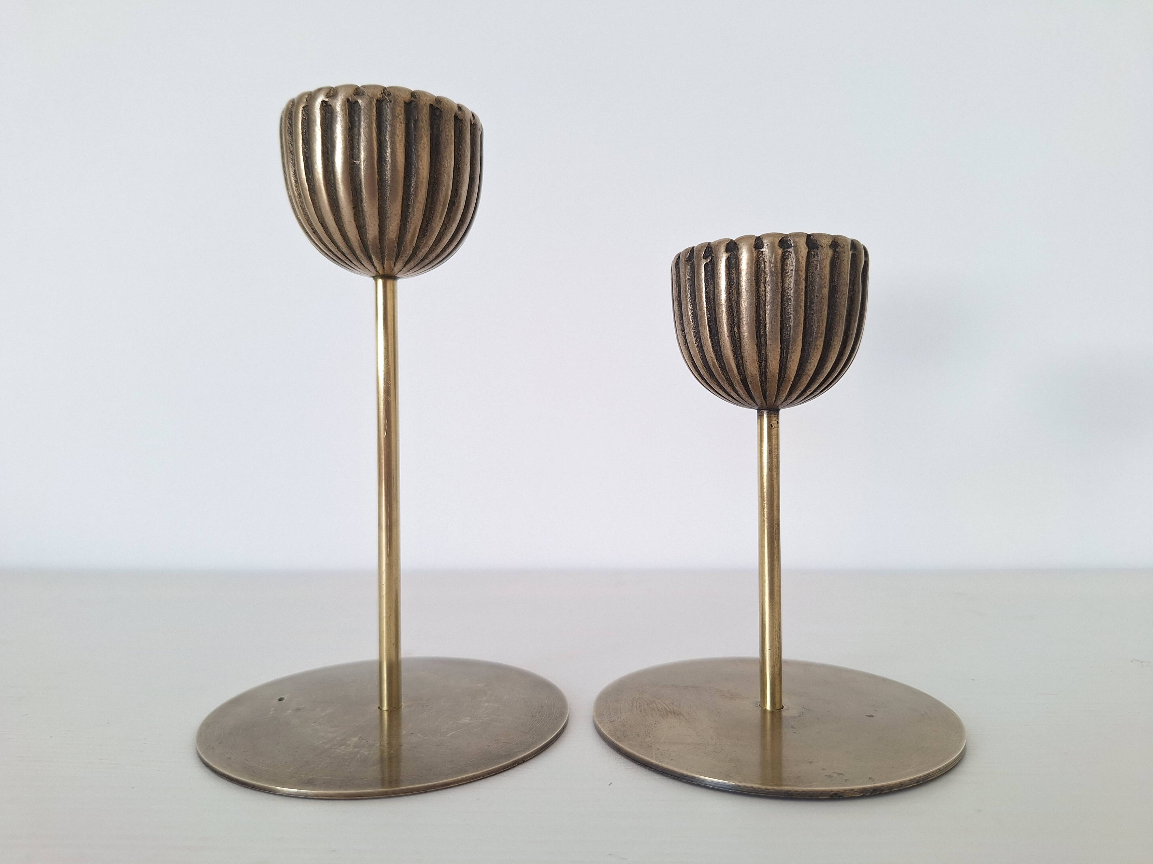 Vintage gold tulip candle holder