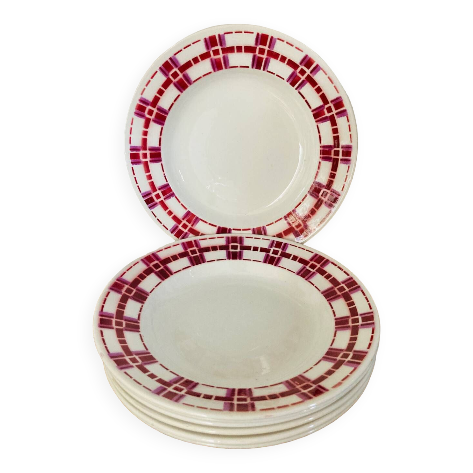 X7 assiettes creuses en faïence Stuart Moulin des loup- retro-cuisine- vintage