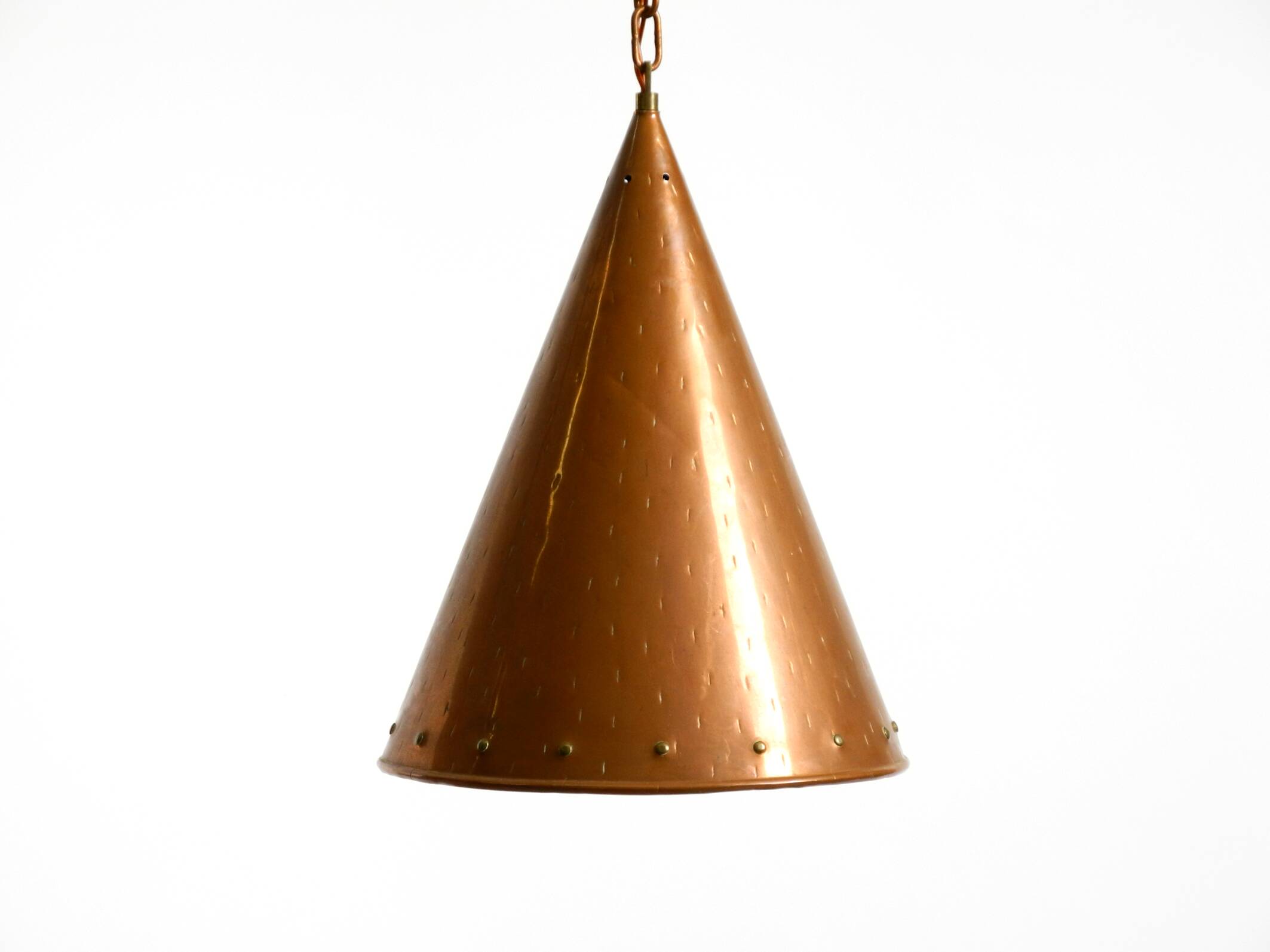 1960s cone pendant lamp in copper by th. valentiner copenhagen denmark