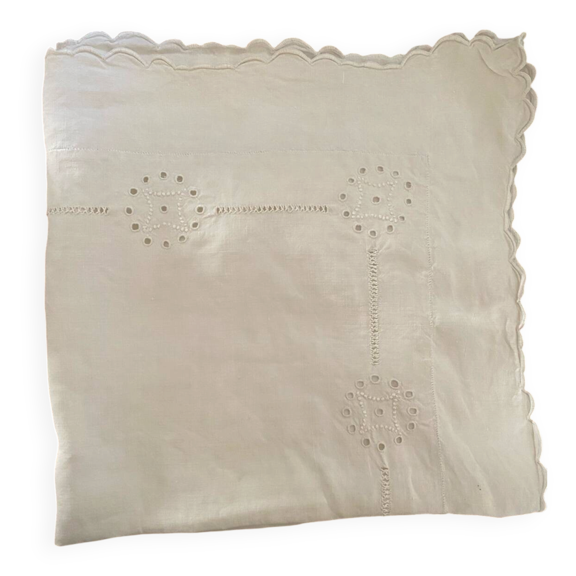 Embroidered openwork pillowcase, early 20th century.