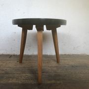 Small triangular table coffee table with a vintage tripod door midcentury plant 1950