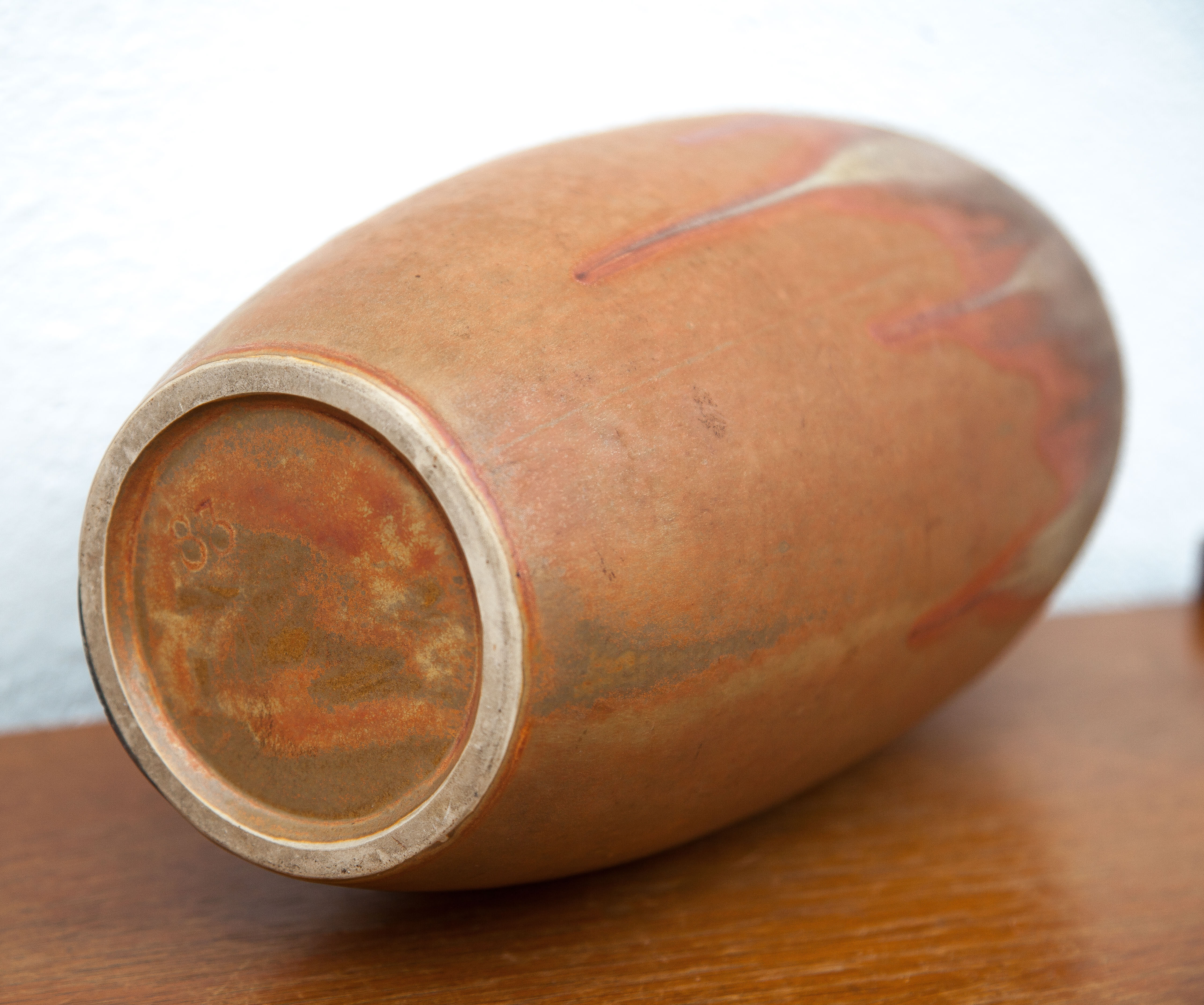 Vintage flamed stoneware vase, Denbac vase