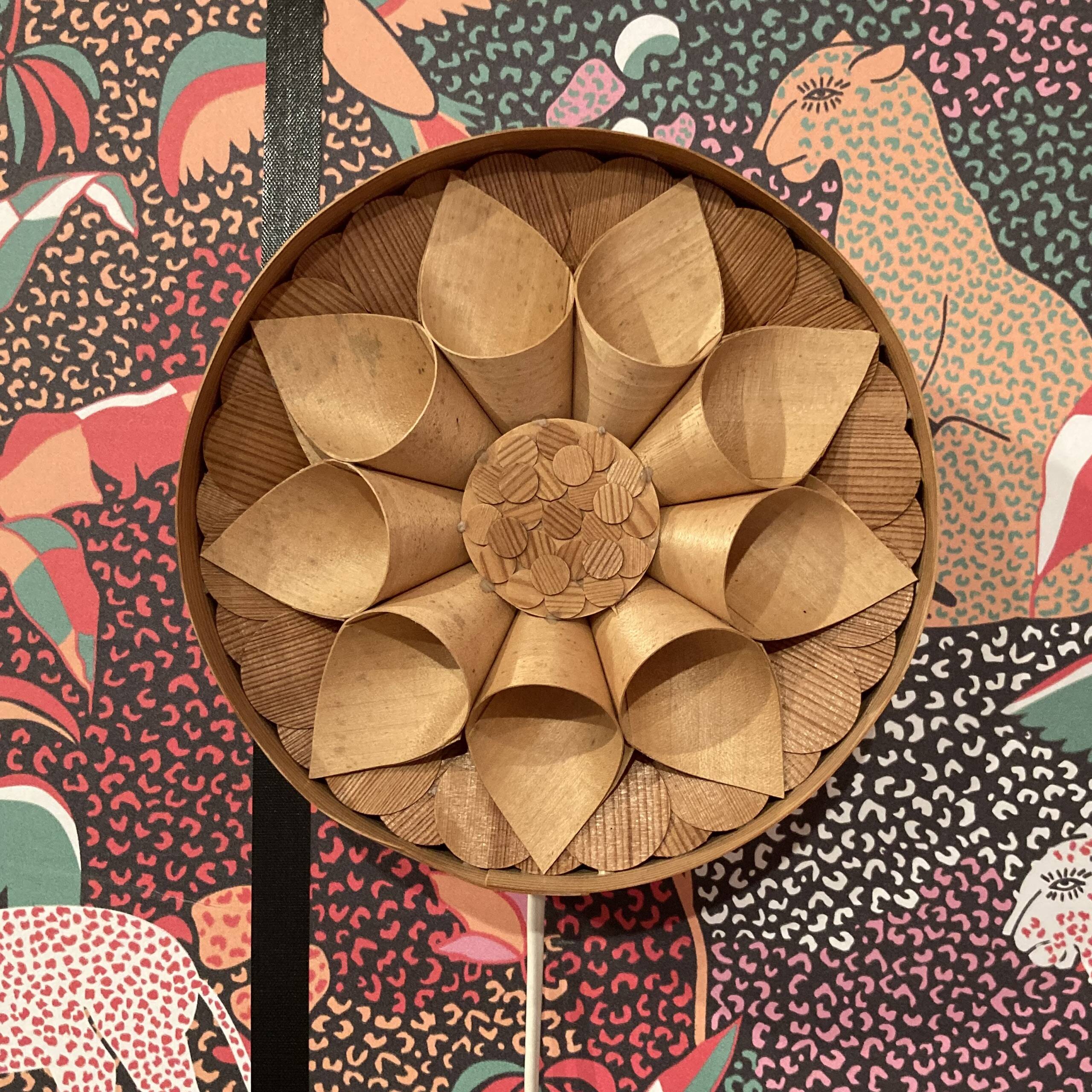 Large wooden wall light, Scandinavian design, 1950s.