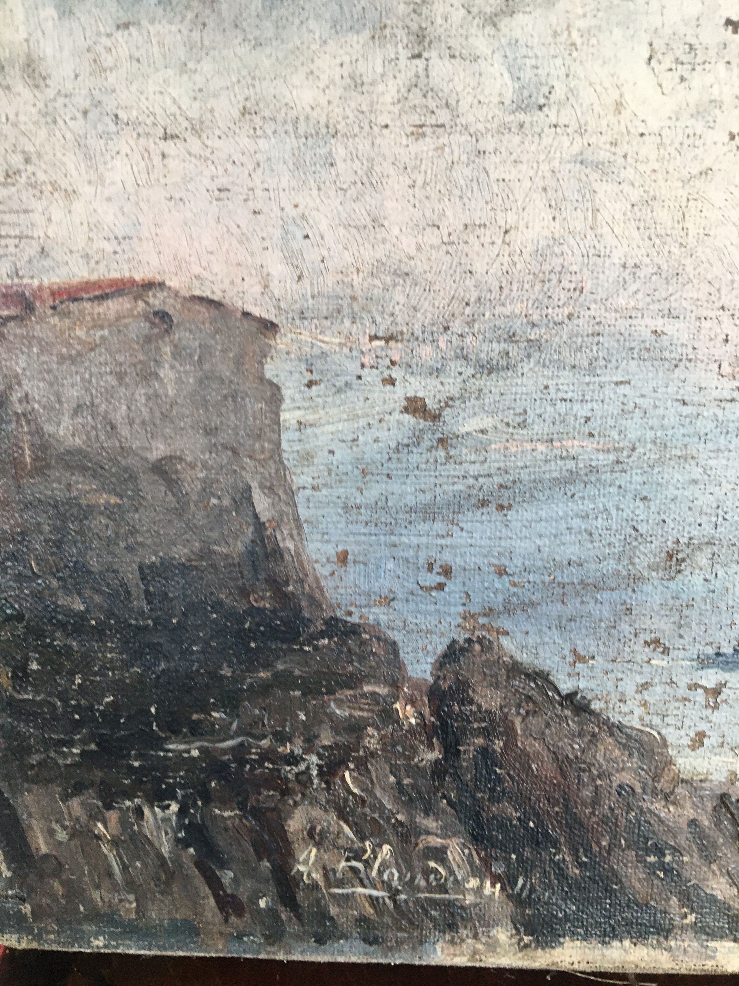 Oil on "marine" canvas, early 20th century