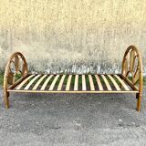 Single rattan and peacock cane bed