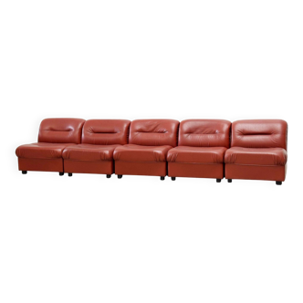 Faux leather modular Italian sofa