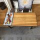 Table basse vintage années 1960 en bois, pierre de lave émaillée et fe