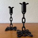 Brutalist wrought iron candlesticks from the 60s