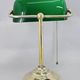 1930s Art Deco Brass  Banker Table Lamp with Glass Shade, Czechoslovakia