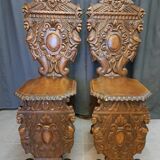 Pair of 19th century walnut stepladder chairs