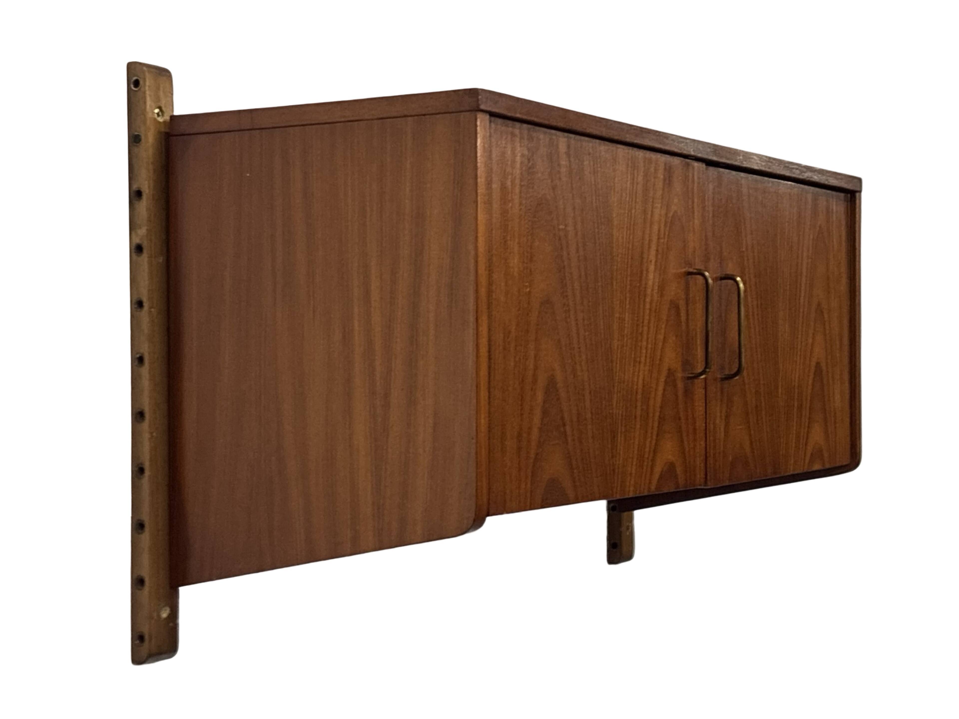Vintage wall cabinet compact wall system 1960s teak veneer