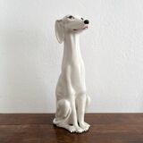 Chaumette vintage ceramic sitting white dog statue