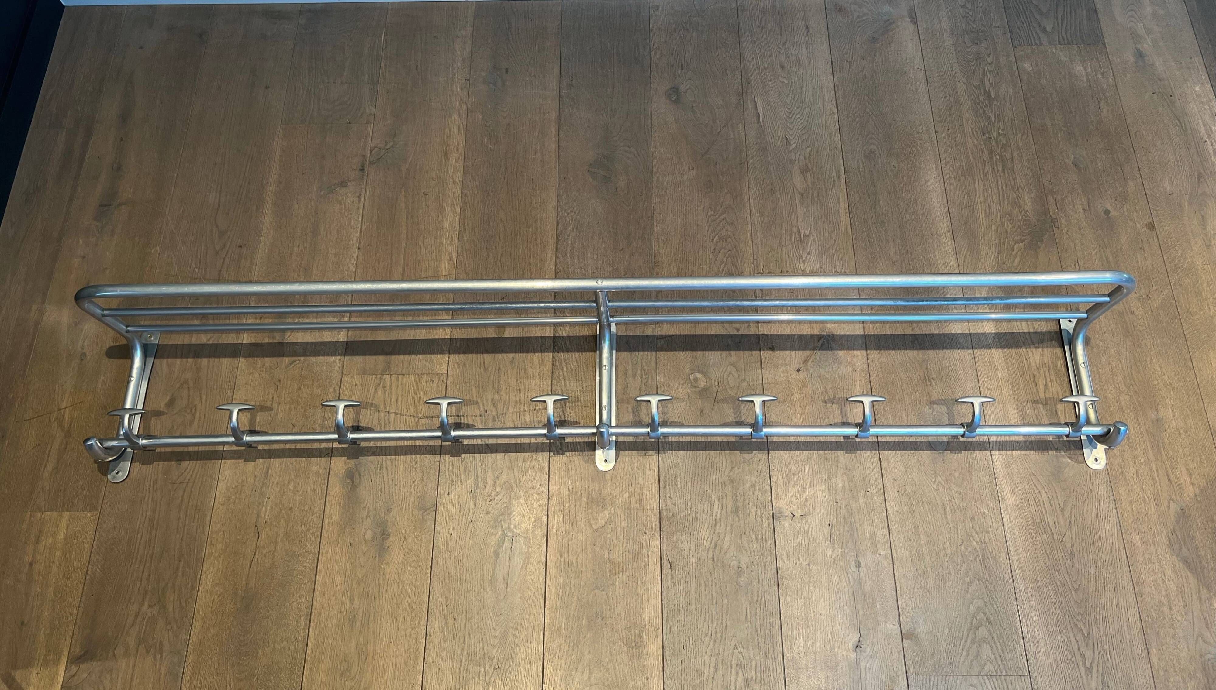 Large Aluminium Wall Coat Rack with Ten Hooks and Luggage Rack