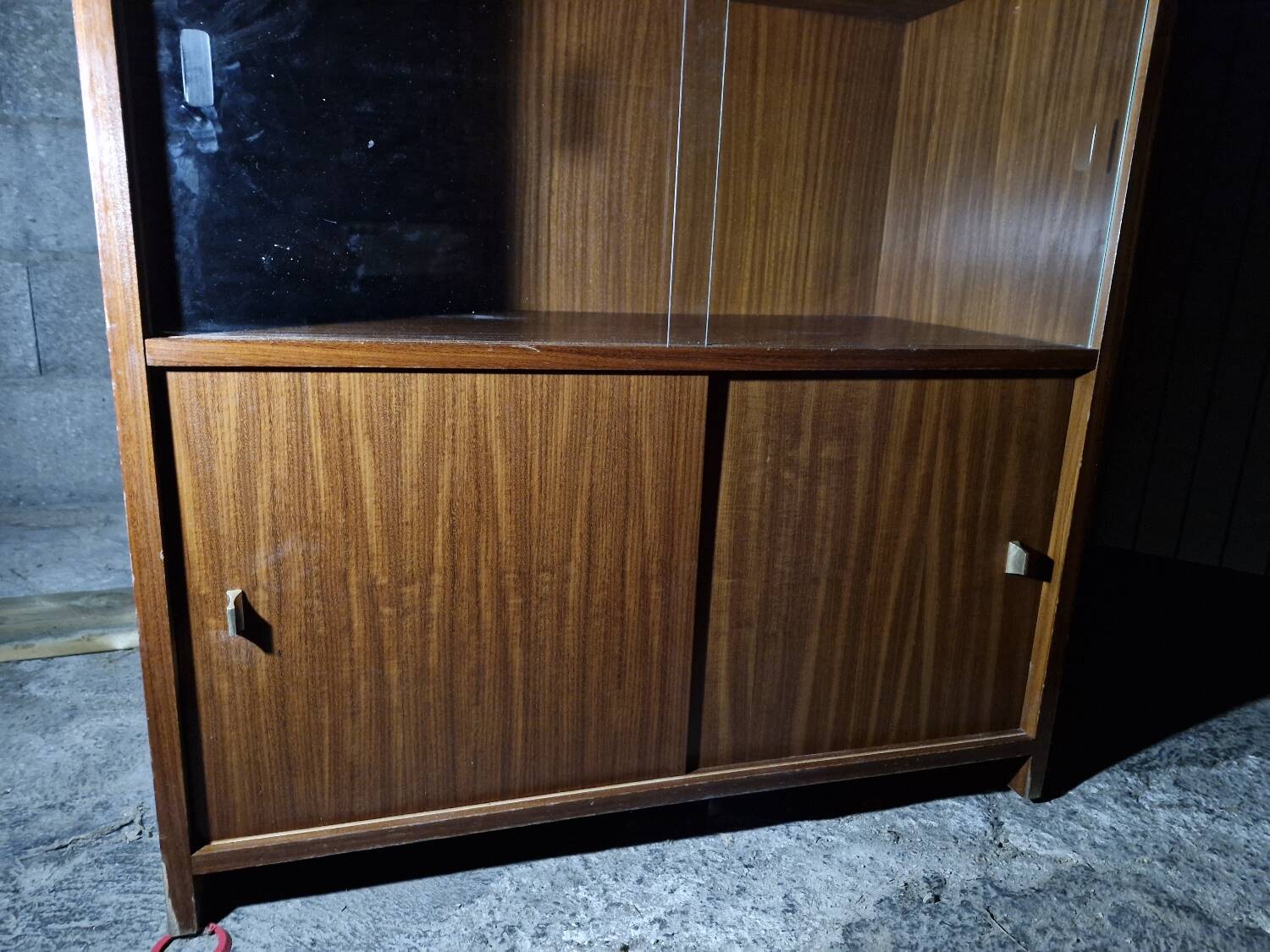 Danish teak library, display cabinet, shelves 1970