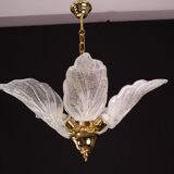 Elegant Murano Candlestick with 5 Leaves in Grit