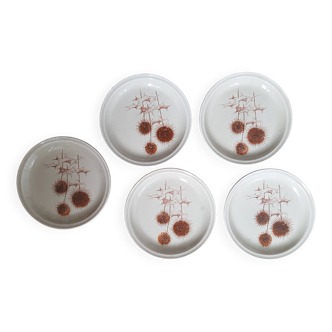 Set of 5 Sarreguemines dessert plates