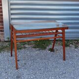Side table or wood and glass console by Frantisek Jirak 1960