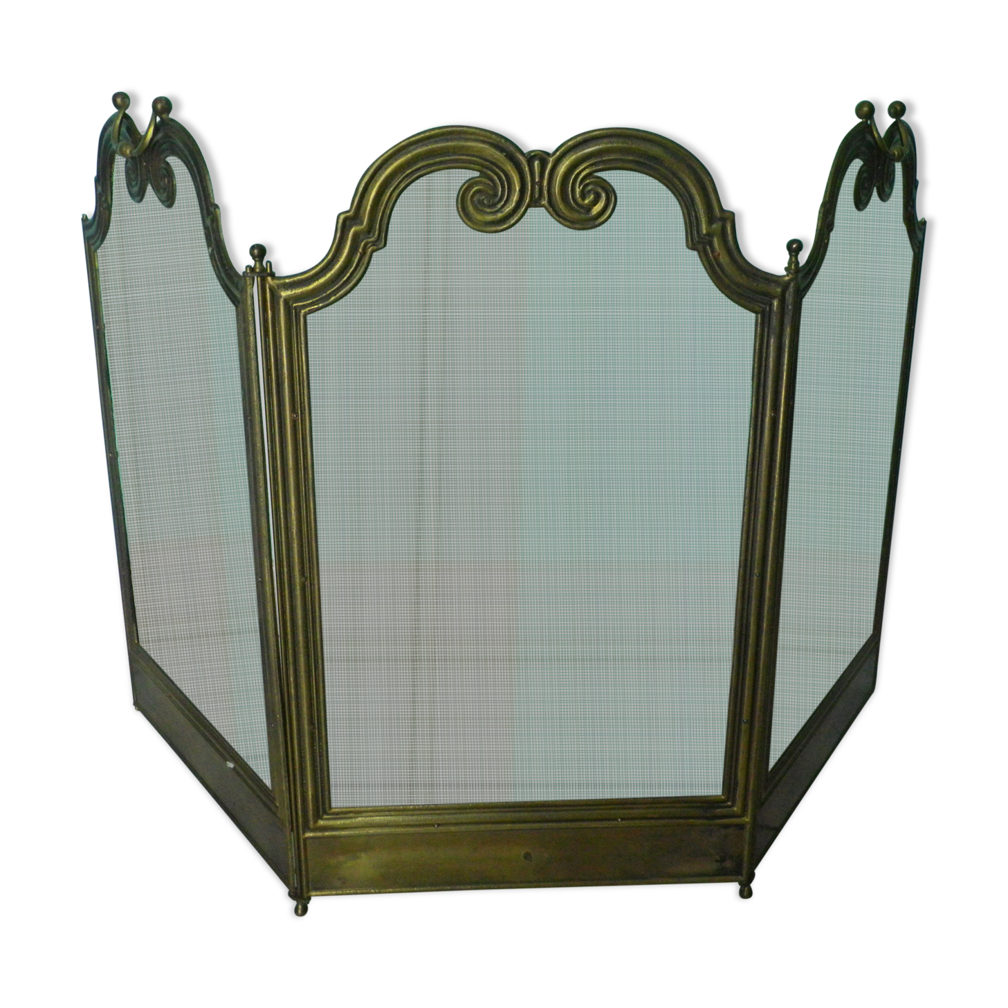 Old solid brass chimney fire barrier, 3 shutters, 2 handles