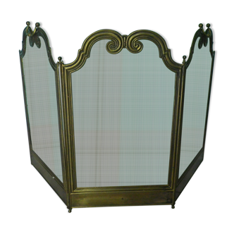 Old solid brass chimney fire barrier, 3 shutters, 2 handles