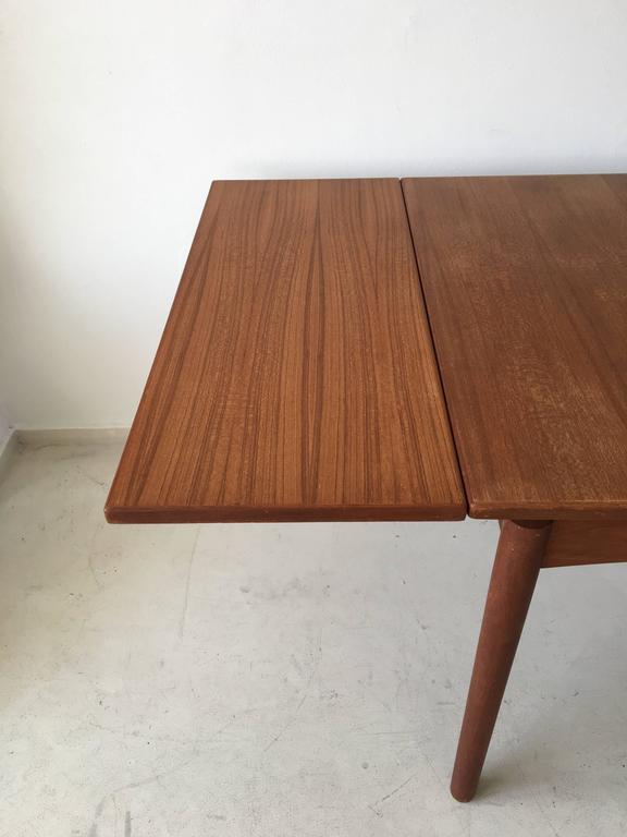 Dining table extendable Scandinavian teak extension 1960 s