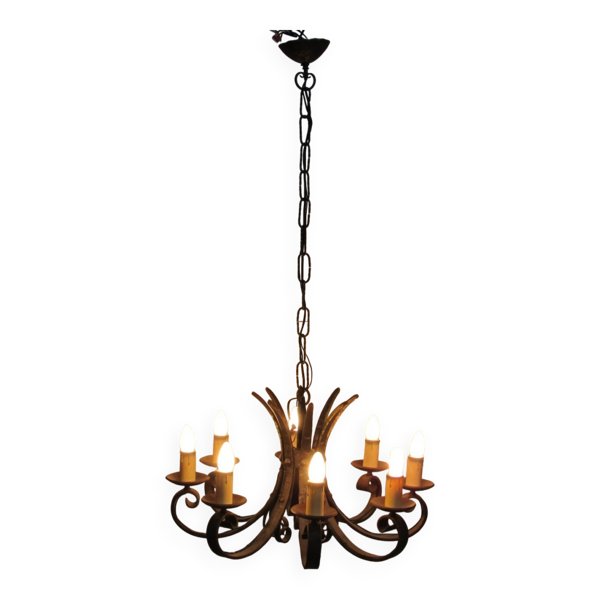 Lustre en fer forgé des années 40
