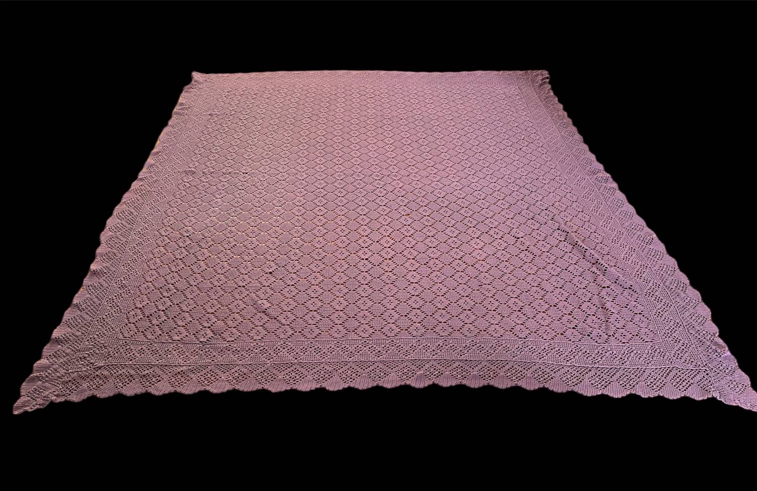 Vintage mauve lilac crocheted bedspread
