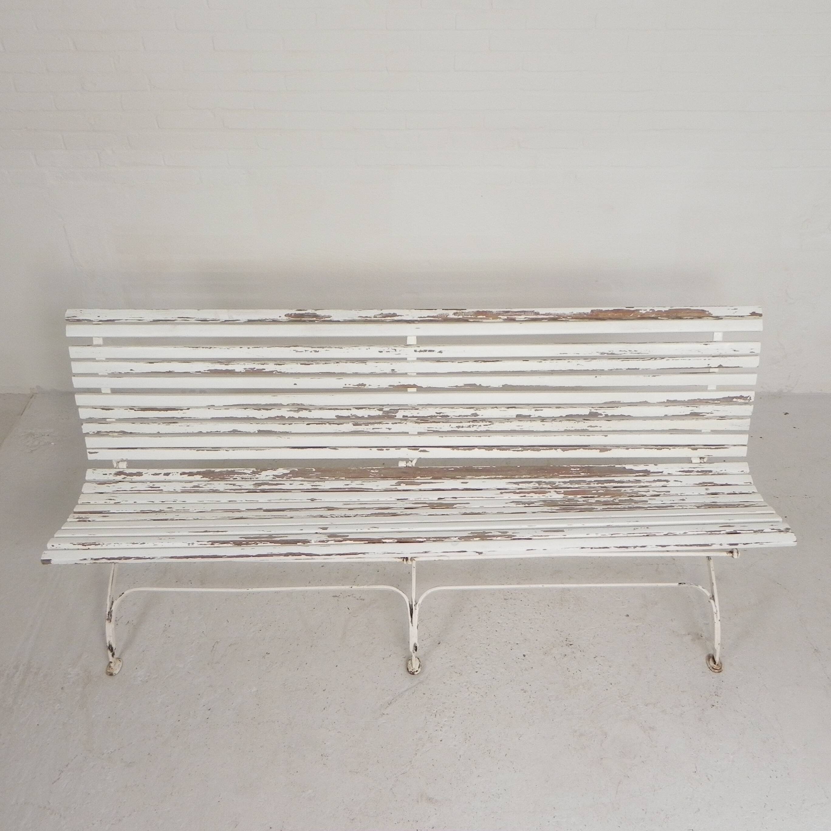 Garden bench, slatted bench, folding, 2 metres long, 1930s.