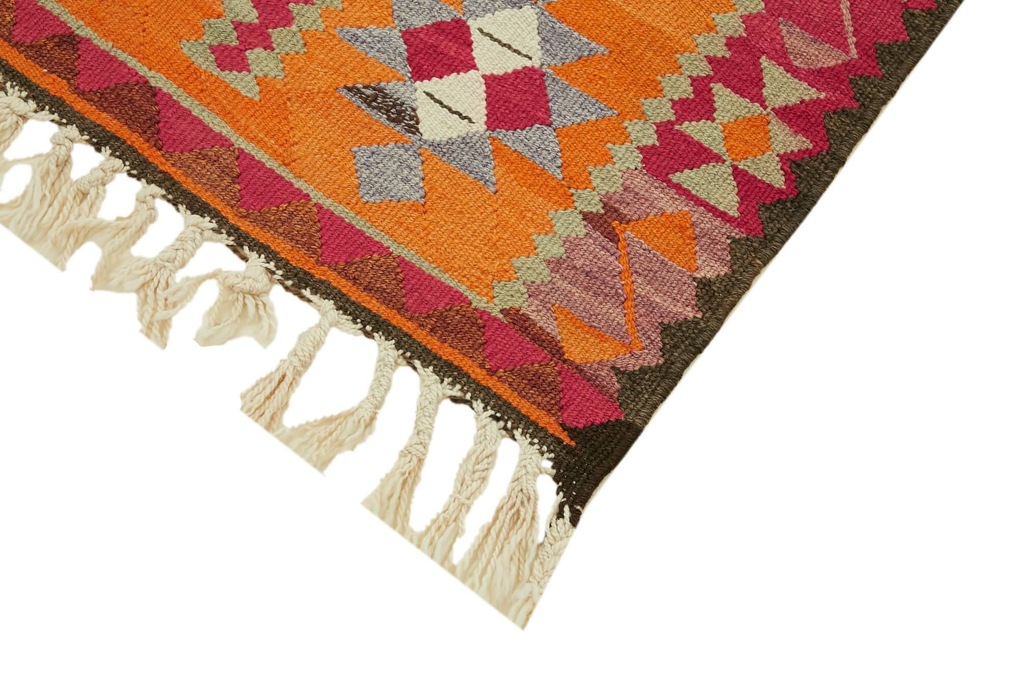 Turkish Handwoven Vintage Herki Kilim 92 cm x 365 cm