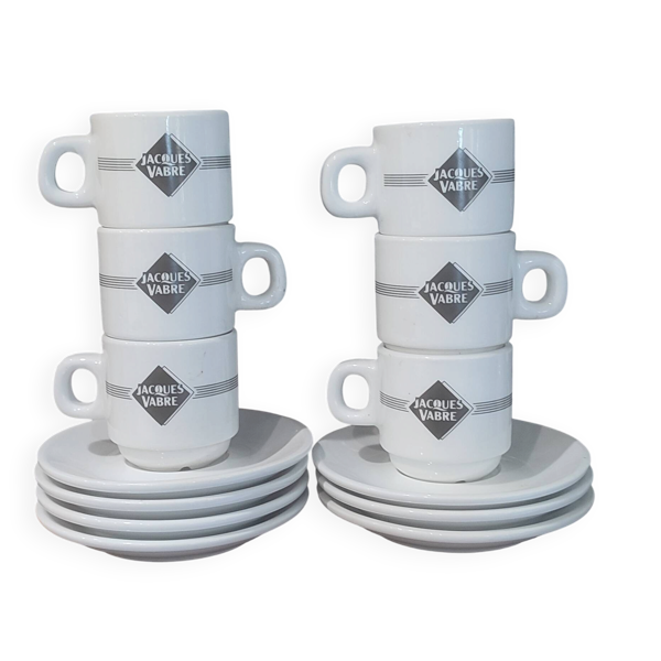 Lot 6 tasses et 7 soucoupes vintage Jacques Vabre Années 70/80