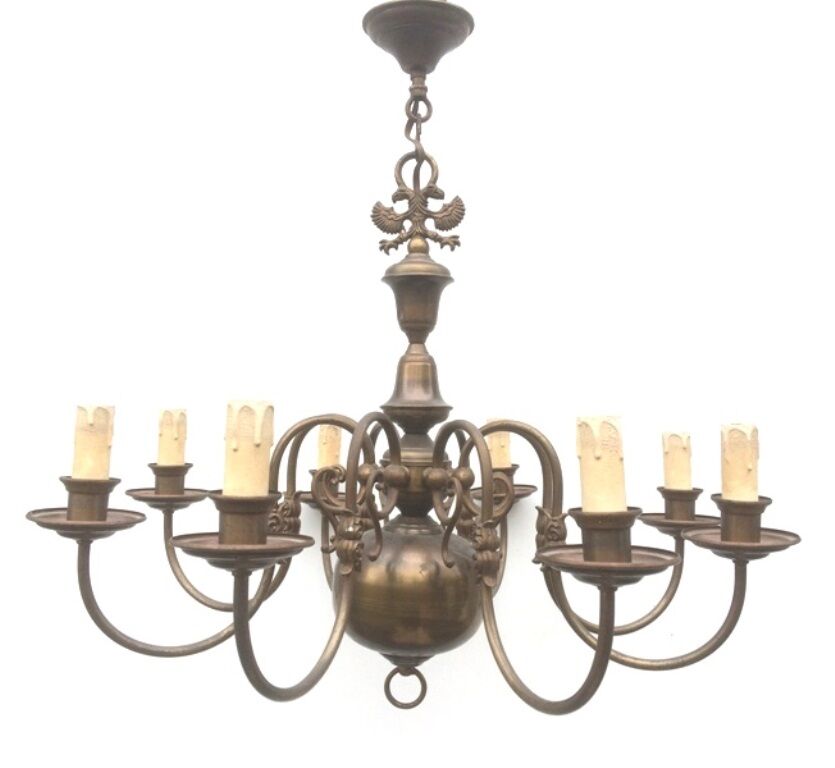 Ancient Dutch style chandelier with 8 arms