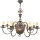 Ancient Dutch style chandelier with 8 arms