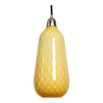 Beautiful yellow & white italian Mid Century Murano glass pendant lamp
