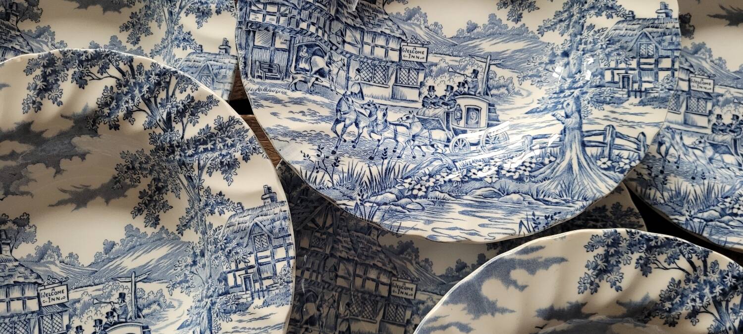 Deep plates "Coaching Days" – Alfred Meakin, Staffordshire