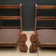 Pair of Vintage Brutalist armchairs from the 60s in leather and solid oak
