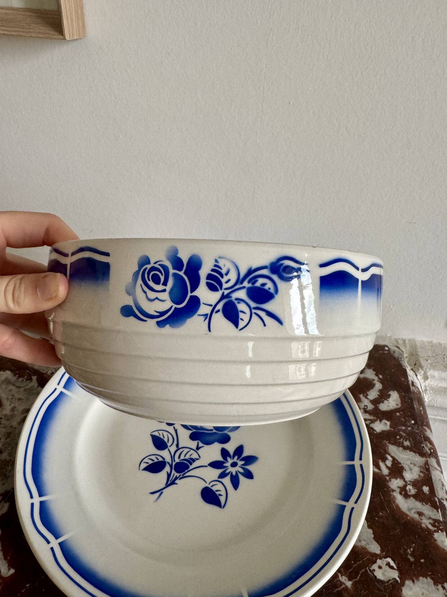 Salad bowl & dish in Badonviller earthenware
