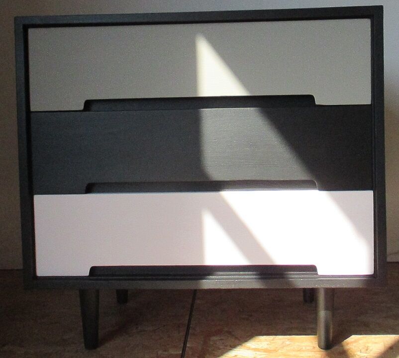 Dresser 3 drawers grey black rose