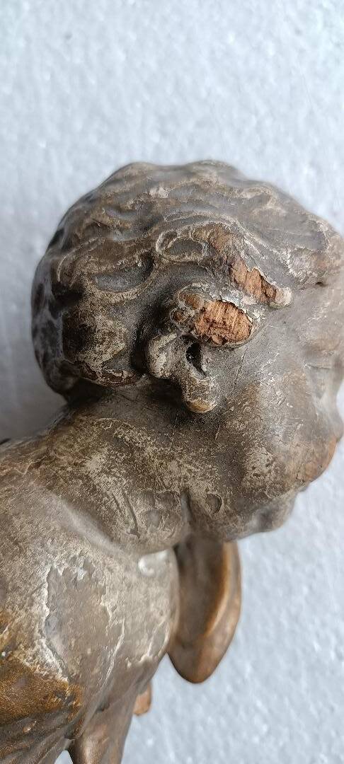 Gilded and silvered wooden angel's head, 18th century