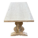 Renovated monastery dining table in ash, 180cm.