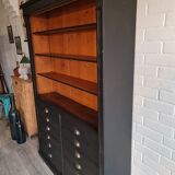 Industrial furniture loom shelf with drawers black patina