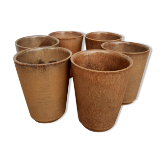 6 verres, tasses en grès Digoin France, vintage