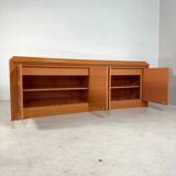 Italian orange lacquered sideboard with inlay, 1970s