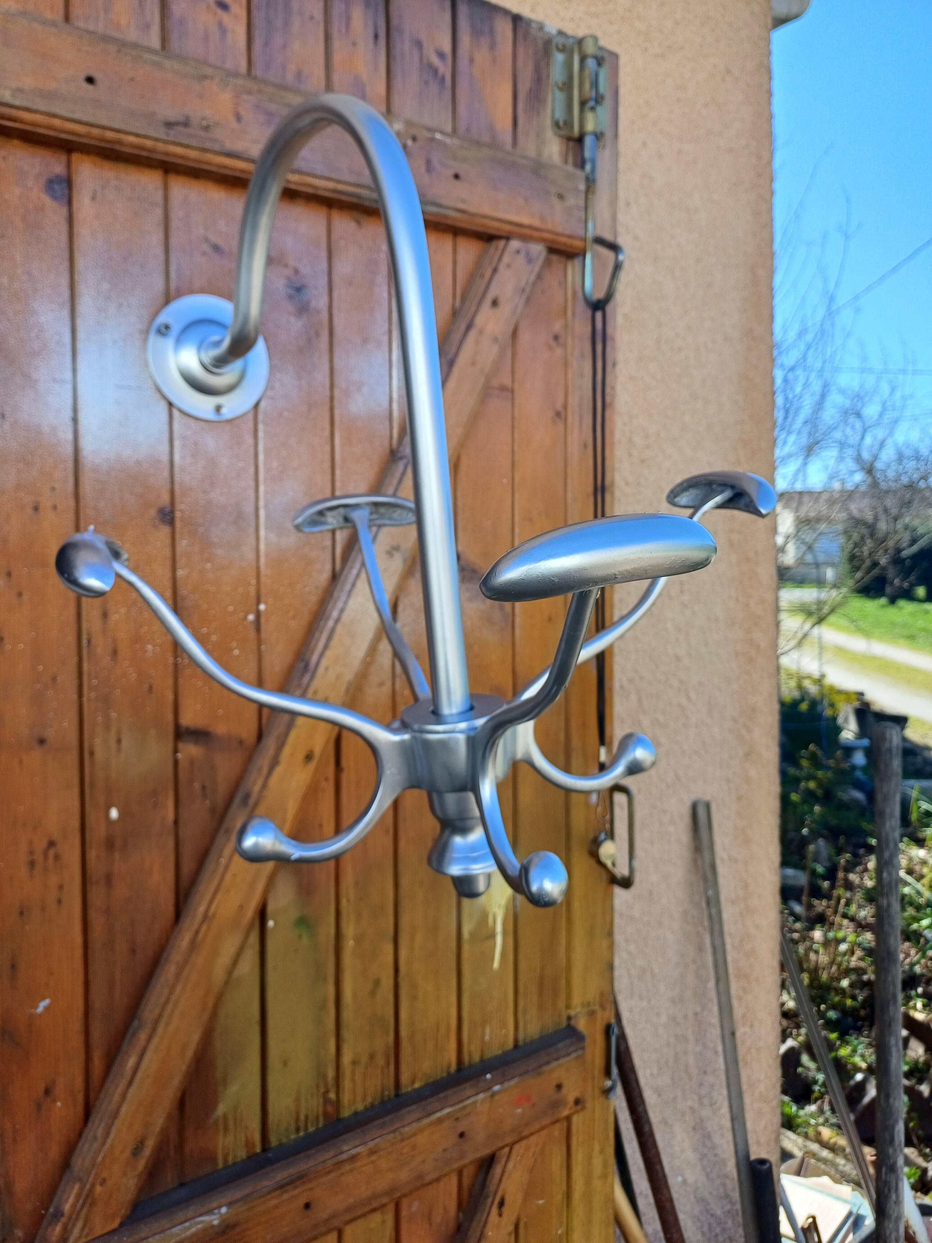 Chrome Metal Wall Coat Rack with Turnstile