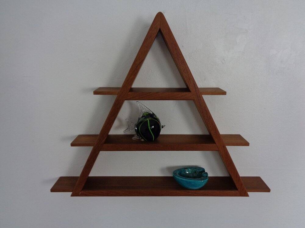 Triangular Teak Wall Shelf, Denmark, 1970s
