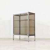 Chrome metal display cabinet with smoked glass – modernist design, 1920s.